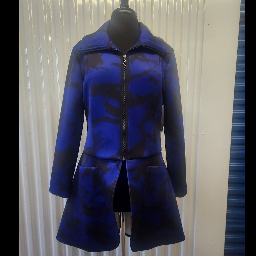 Samuel Dong Women's Zipper Front Jacket Cobalt Blue/Black Size XL